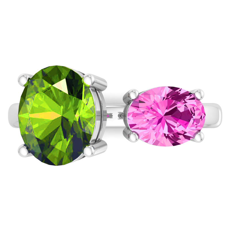 Martha Stewart 3 3/4ctw. Peridot & Pink Sapphire Two Stone Ring In Sterling Silver image number null